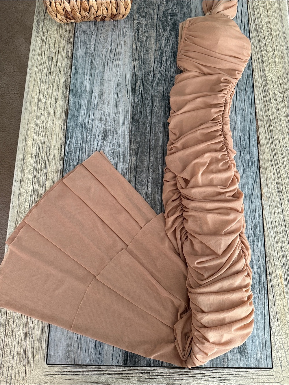 Ruched Bodycon Maxi Dress in Taupe - Picture 4 of 4